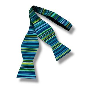 Ted Baker Silk Bow Tie Blue Stripes Adjustable